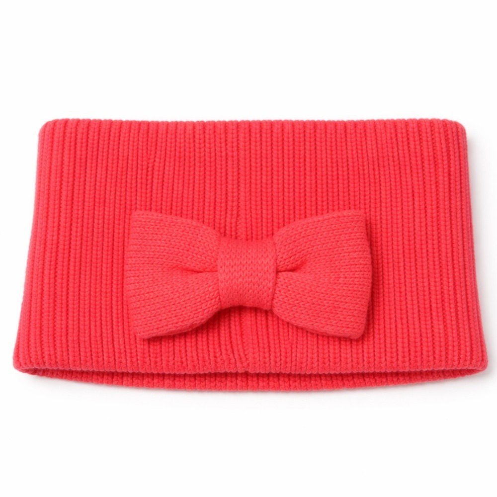 Kate Spade New York‎ Pink Ribbed Knit Bow Headband Ear Warmer Wool Blend NWT